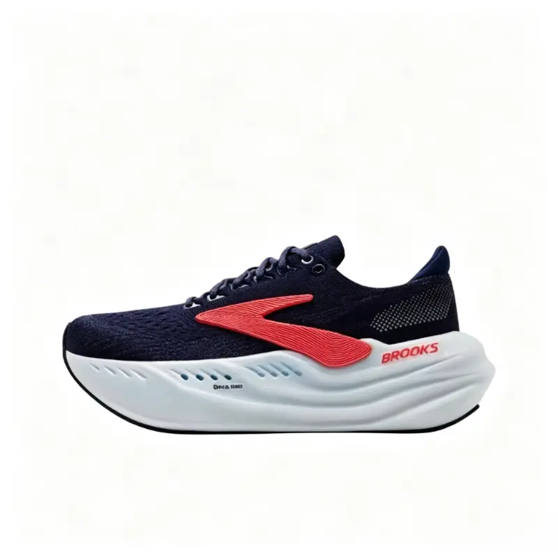 Men Breathable Knit Upper Cushioned Running Shoes, Lightweight Shock Absorbing Athletic Sneakers, Comfort Thick Sole Workout Trainers for Marathon Gym Sports Daily Walking
