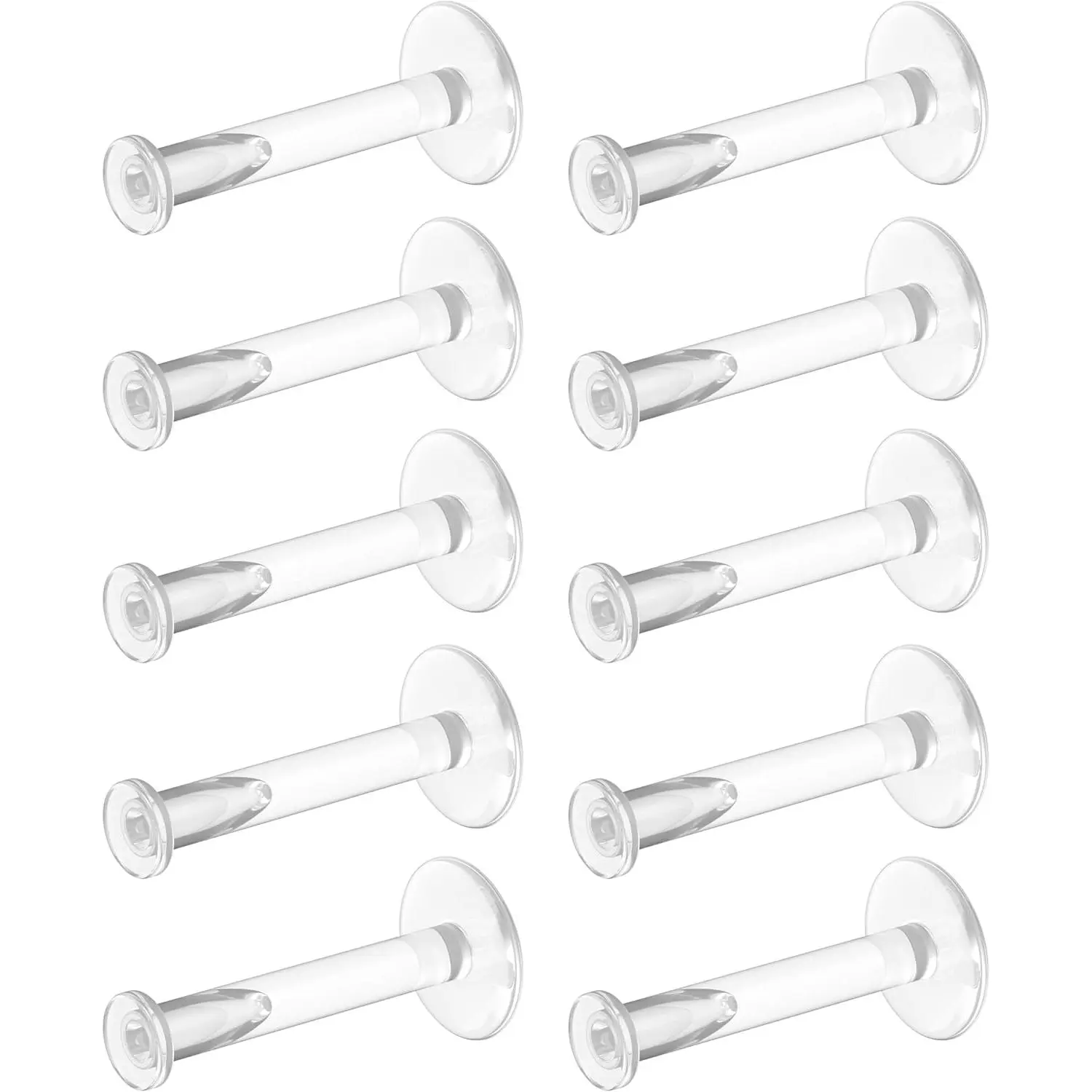 Bioflex Clear Earrings for Sports, Work, School, Surgery, MRI - Clear Piercing Jewelry Labret Studs for Ears, Cartilage, Helix, Tragus, Lip, Medusa, Monroe - Flat Push-In Plastic Earrings (16g, 18g) Piercing Retainers
