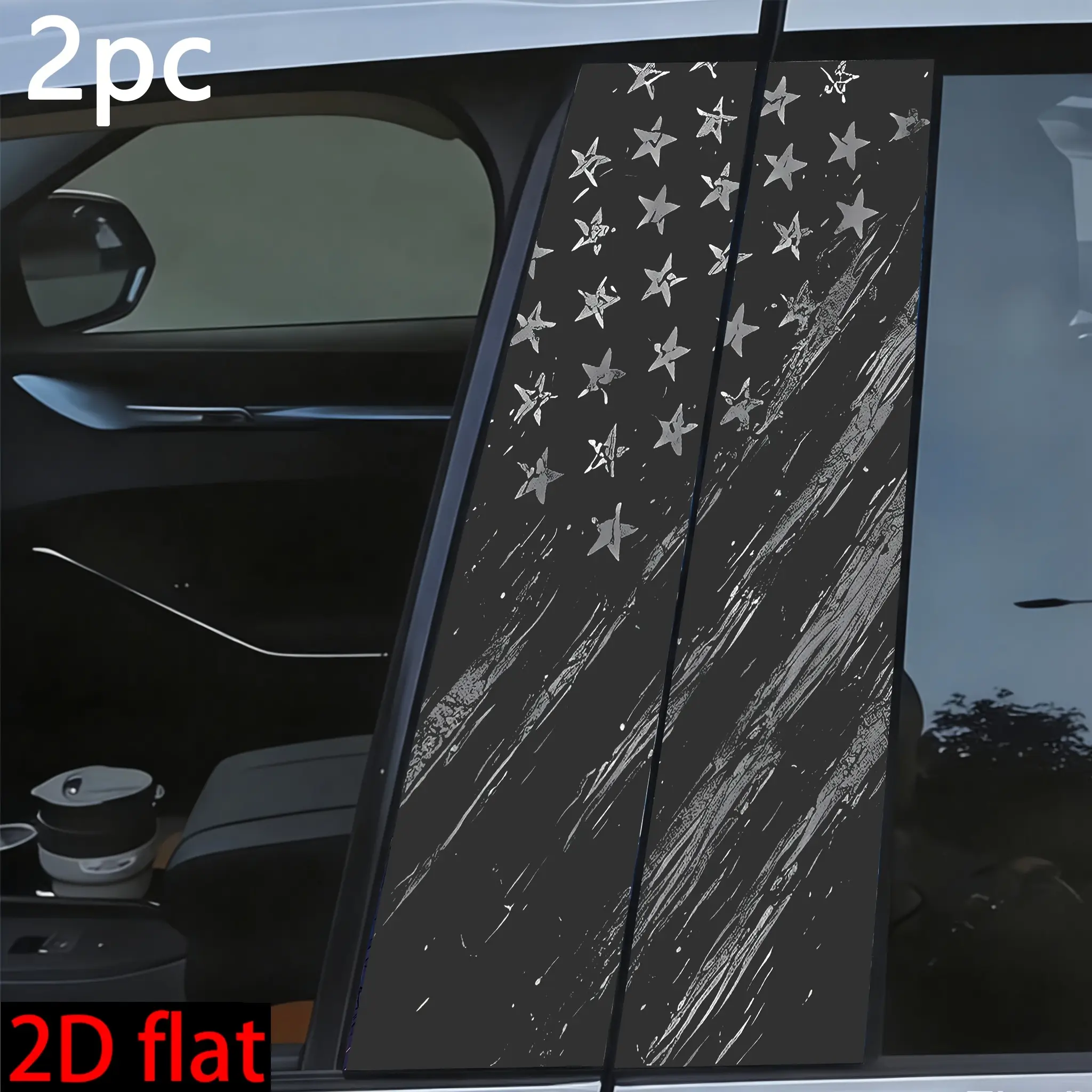 2pcs Car Pillar Stickers, Waterproof Car Door Pillar Decoration Decals, American Flag Vinyl Side Door Decoration Film, Car Additions