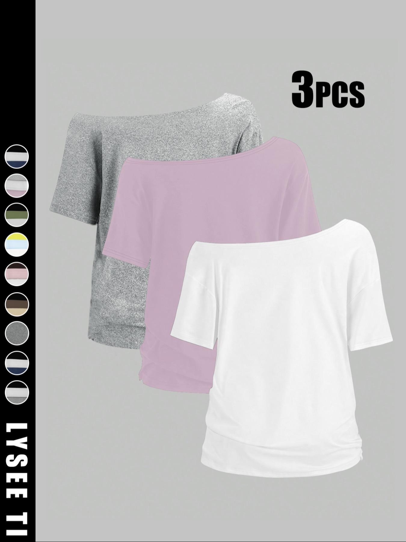 Women's Solid Color Tee, Casual Basic Short Sleeve T-shirt, Top for Daily Wear, Ladies Clothes for All Seasons, Womenswear