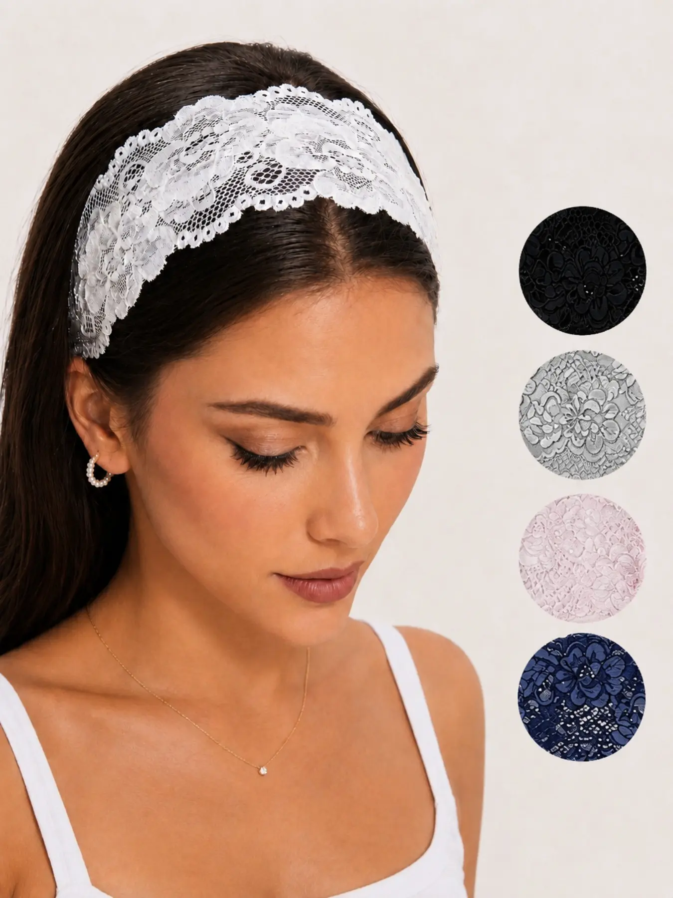 Women's Lace Headband, Daily Wear Accessory, Summer Hair Band, Beach Fashion, Casual Style, All Seasons, All over Print