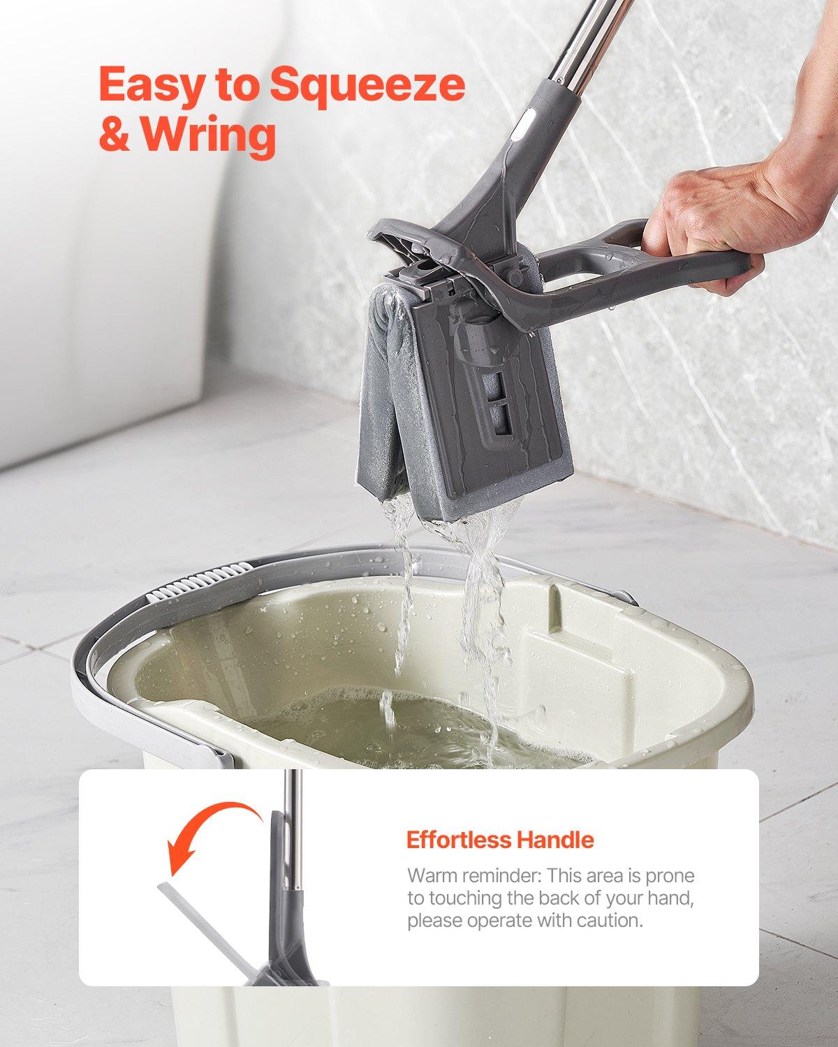 VEVOR Sponge Mop, High-Density PU Sponge Mop with 1 Pcs Sponge Mop Replacement , Easy to Squeeze Sponge Mop with Hook & Loop for Head Change, Fit for Various Floors’ Cleaning