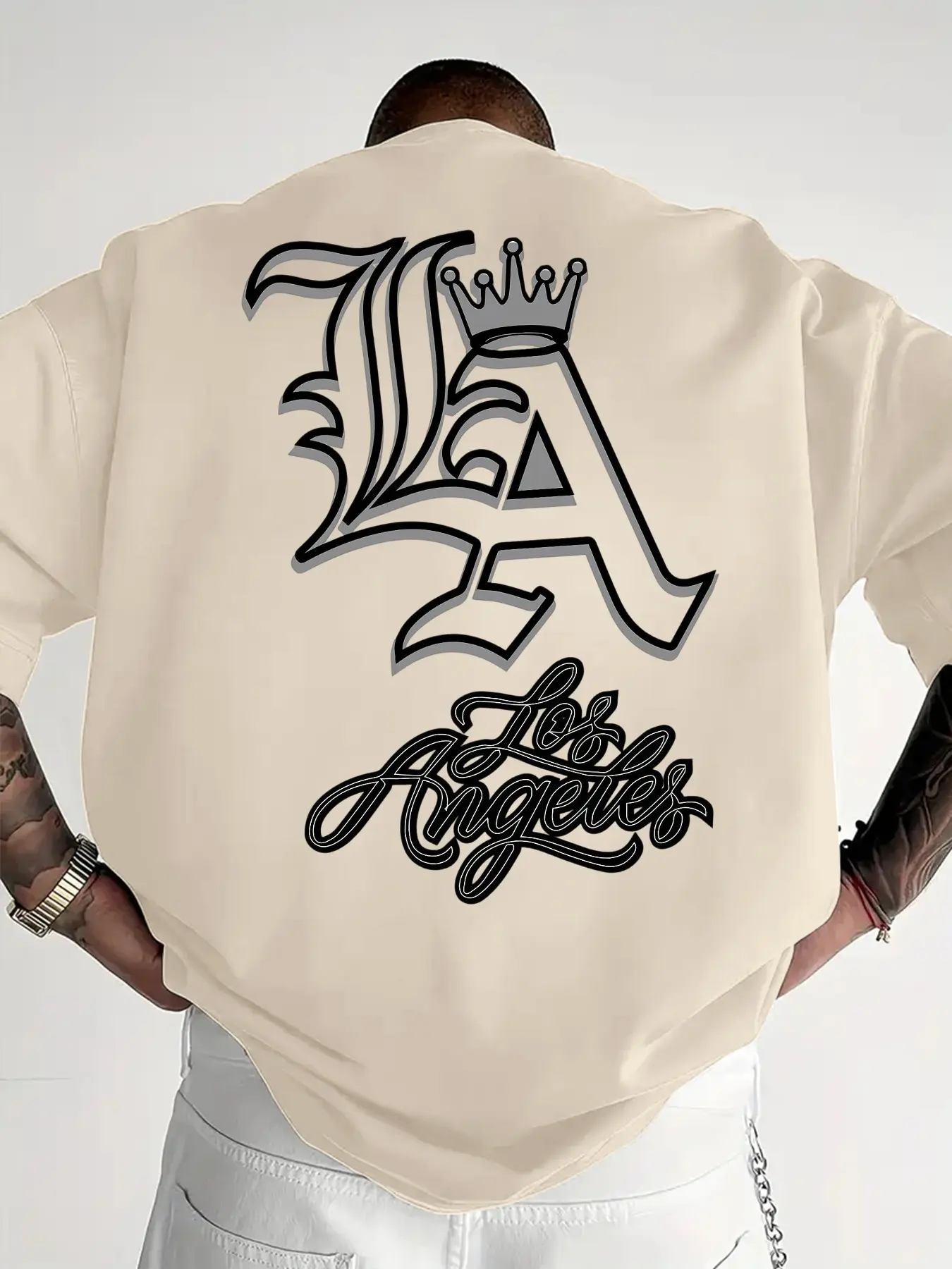 Men's Los Angeles Letter Print Casual Round Neck Short Sleeve T-Shirt, Summer Outdoor Sports Top, Fitted Graphic Tee, Streetwear, Menswear
