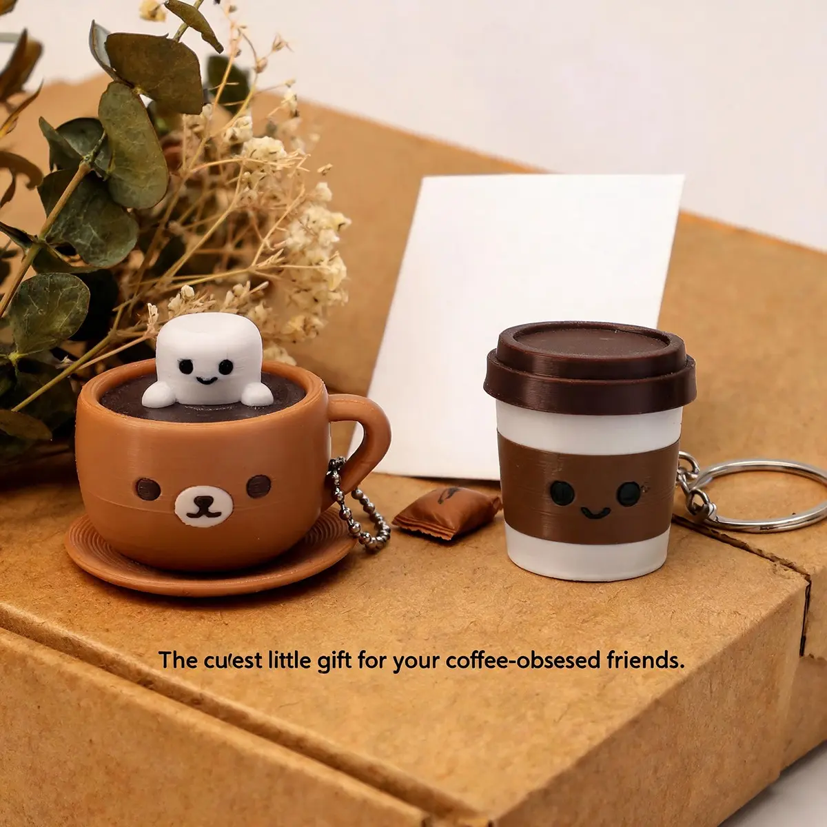 Mini Coffee Model Keychain Set, Pressable Stress Relief Toy, Backpack Decoration, Ideal Gift for Friends and Family, Office and Study Use