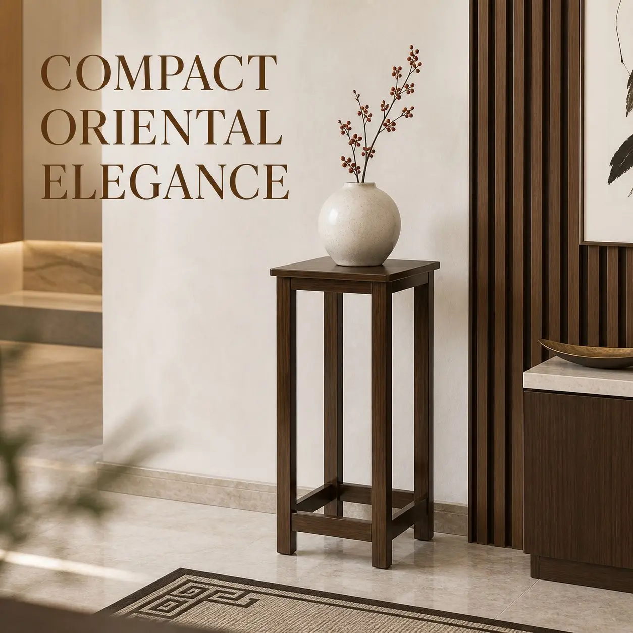 1pc Retro Mid‑Century Tall Solid Wood Plant Pedestal, Bonsai & Potted Plant Display for Living Room Entryway, Floor Decor Stand for Household Users