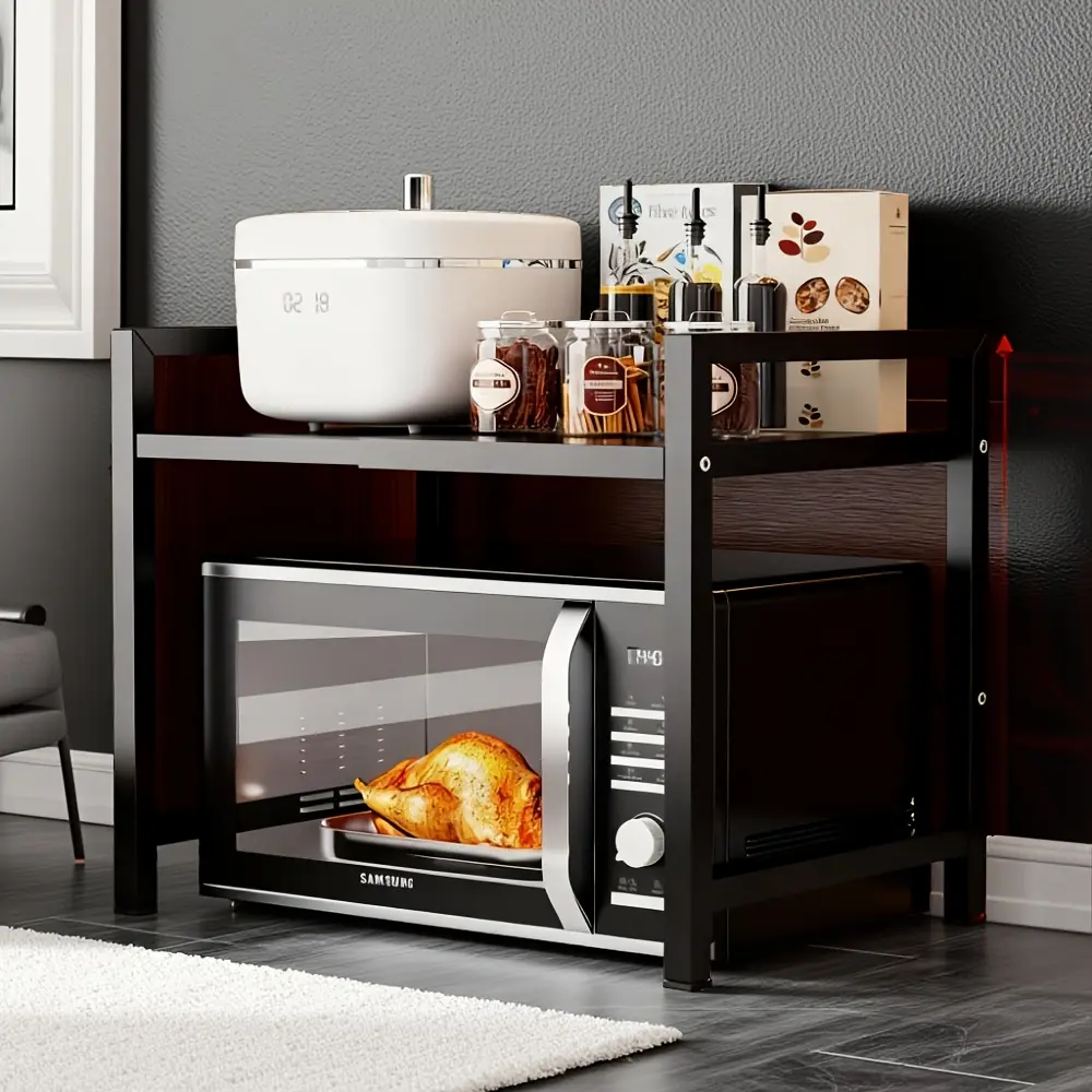 Minimalist Kitchen Storage Rack, Multi-Layer Floor-Standing Microwave Oven Stove Rice Cooker Organizer, Durable Spice Jar Holder