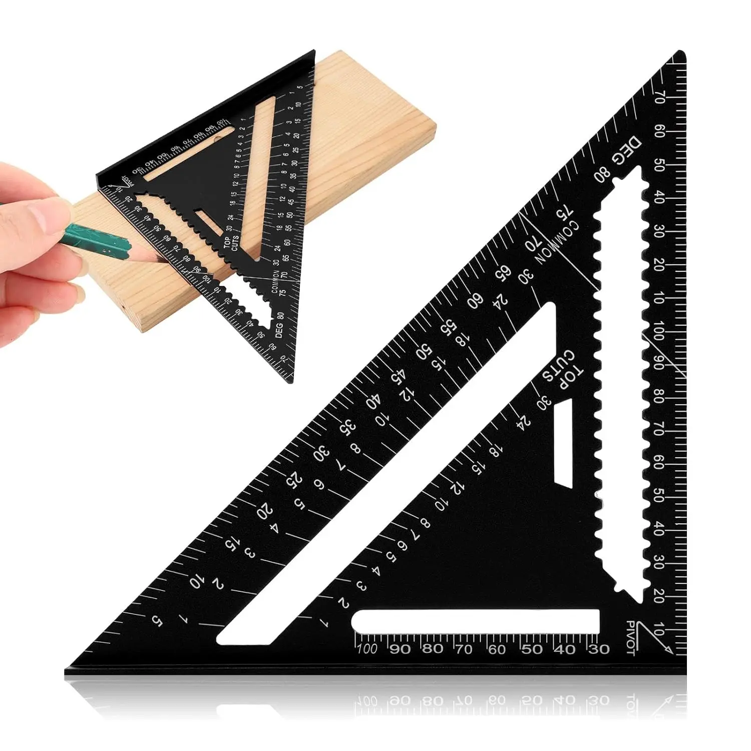 Carpenter Square 7 Inch Rafter Square for Angle Drawing Triangle - Black | Carpenter Squares Tool Framing Squares Layout  Tool for Woodworking