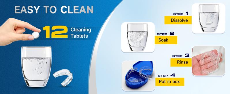 GBN Mouth Guard for Grinding Teeth at Night - Custom Fit Night Guards - Comfortable Mouth Guard for Sleeping, Nightguard, Mouthguard Includes 2 Sizes, 12 Cleaning Tablets