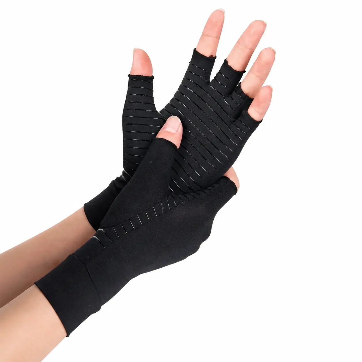 Ergonomic Compression Gloves for Arthritis Relief — Breathable Soft Fabric, Half-Finger Design with Adjustable Wrist Support, Touchscreen-Compatible, Unisex Fit for Daily Wear, Sports, and Therapeutic Use — Available in Multiple Sizes
