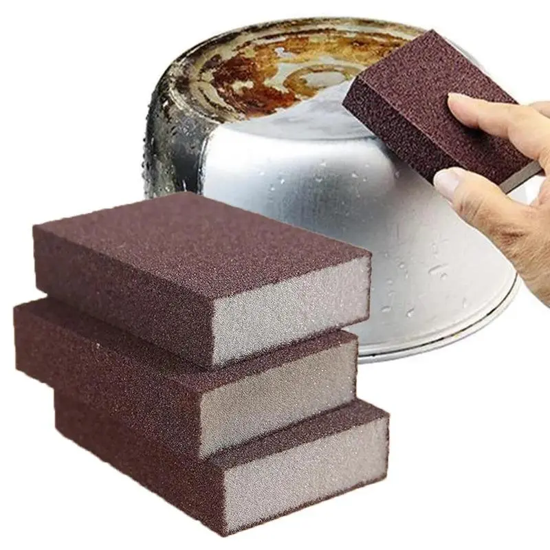 Premium Emery Cleaning Sponge 3 Pack - Powerful Rust Eraser and Stain Remover for Daily Kitchen Deep Cleaning on Pots & Cookware, Remove Stubborn Stains, 3Pcs, Erase Rust, Pots And Cookware, Rust Removal