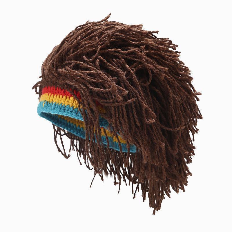 Unisex Synthetic False Braid Dreadlock Wig Beanie Caps Handmade Crochet Hat Gorro Rasta Jamaica African Party Hip Hop Dance Hat