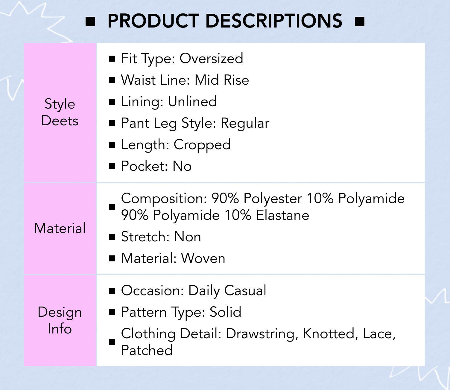 Cider Mid Rise Lace Patched Drawstring Cropped Bloomer Pants