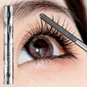 1 piece HUASURV steel tube mascara - waterproof and sweat-proof formula, thickened and lengthened curl, precise steel tube design (black), party makeup, holiday cosmetics, metallic luster tube body, dense eyelash effect, long-lasting non-decolorizing