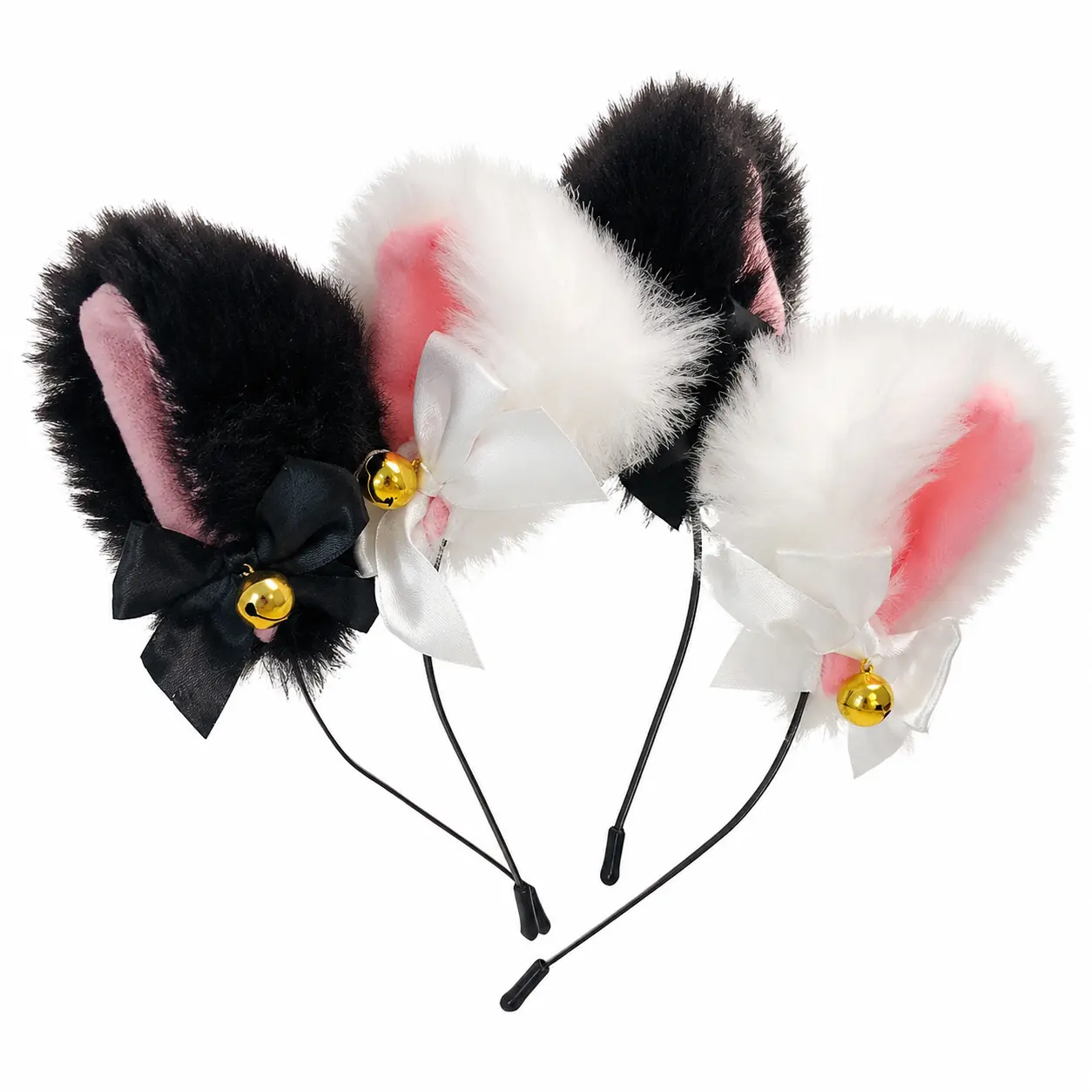 Adorable Animal-Themed Hair Accessory with Soft Cat and Rabbit Ears, Adjustable Elastic Band, Lightweight Bow and Jingle Bell Detail, Perfect for Cosplay, Parties, Halloween, or Everyday Playful Style