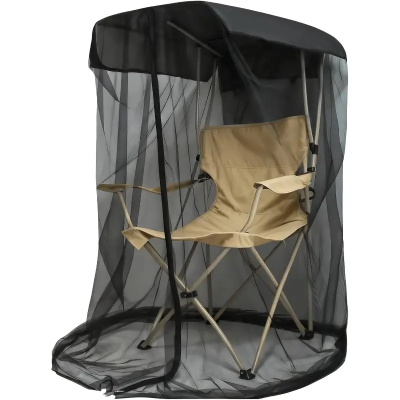 Mosquito Net Cover for Outdoor Chairs – Mesh Tent with Smooth Zipper (35 x 32 x 63 Inches) Featuring a Sun-Protection Roof; Suitable for Camping, Fishing, and Outdoor Seating (Chair Not Included)