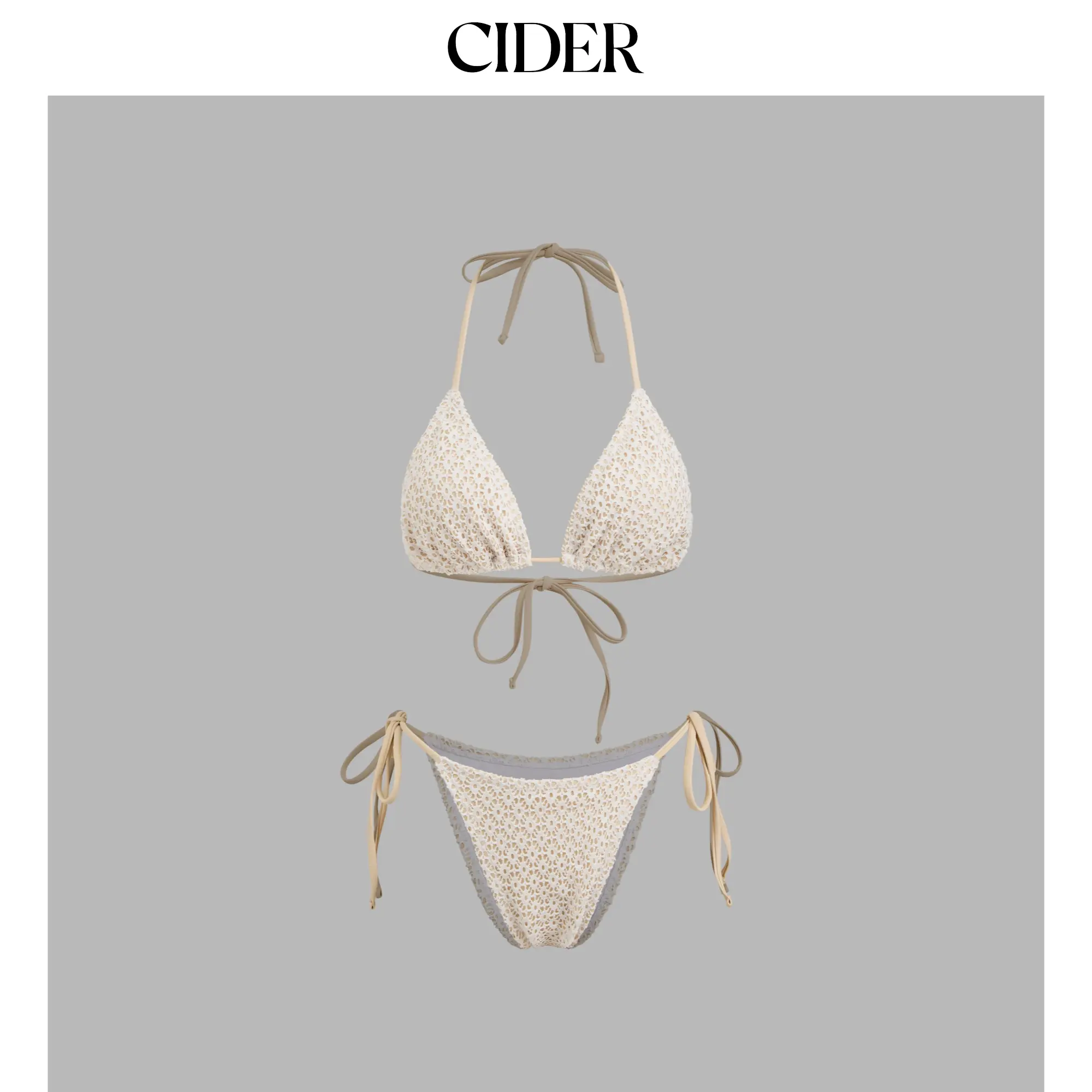 Cider V-neck Embroidery Triangle Cheeky Bikini Set