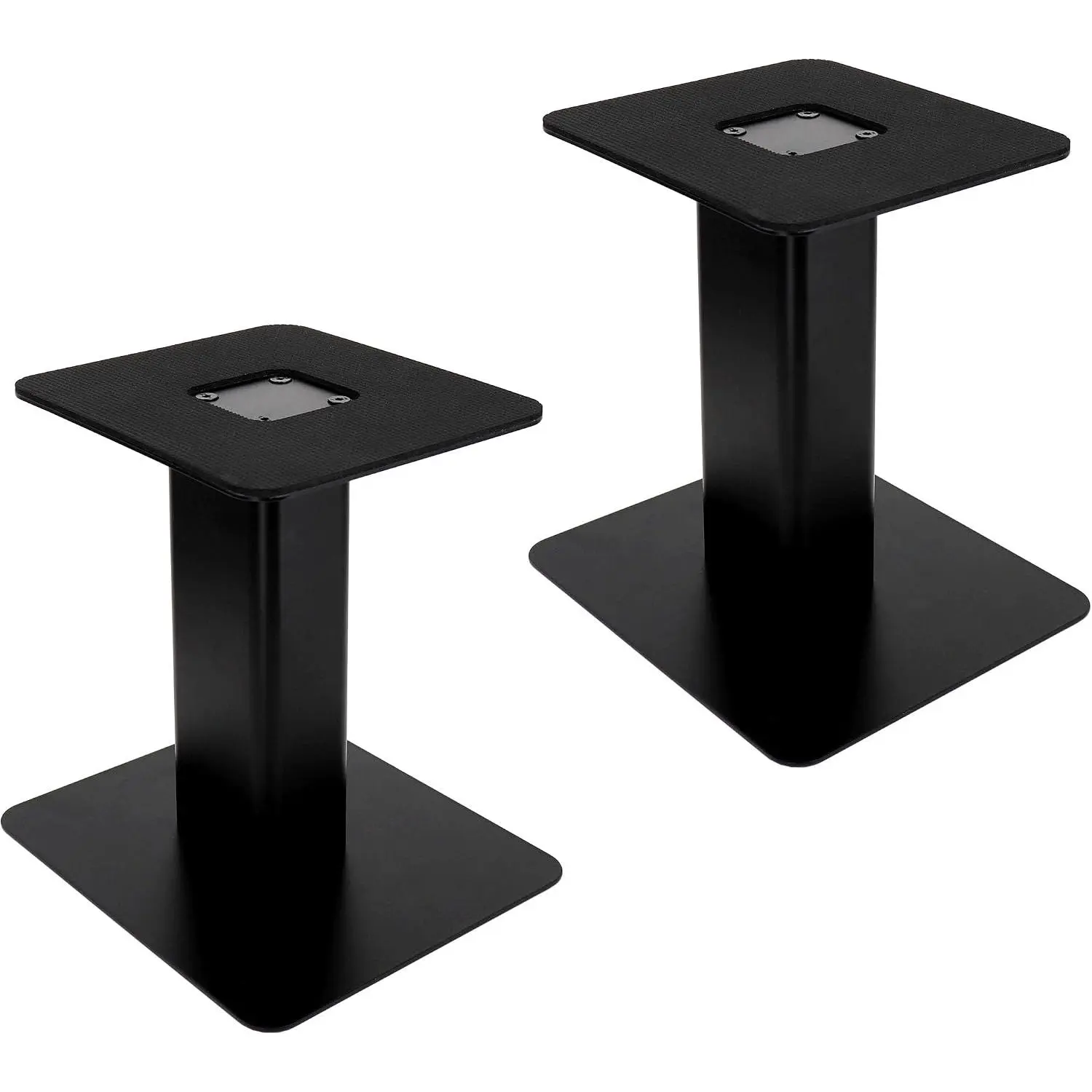 Desktop Speaker Stands Pair, 6"x6.7" Metal Tray, 8" Tall | Heavy-duty Metal Tray, Perfects for 3"- 4" Monitors & Bookshelf Speakers, Sturdy Flat Base, Compact Size for /Studio