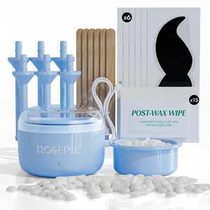 Nose Ear Eyebrow Upper Lip Waxing Kit for Men & Women, 50g Wax 6 Sticks 6 Nose Applicators, Portable Wax Warmer with Smart Temp Control & Red/Green Light Guidance, Multi-Use for Home & Travel