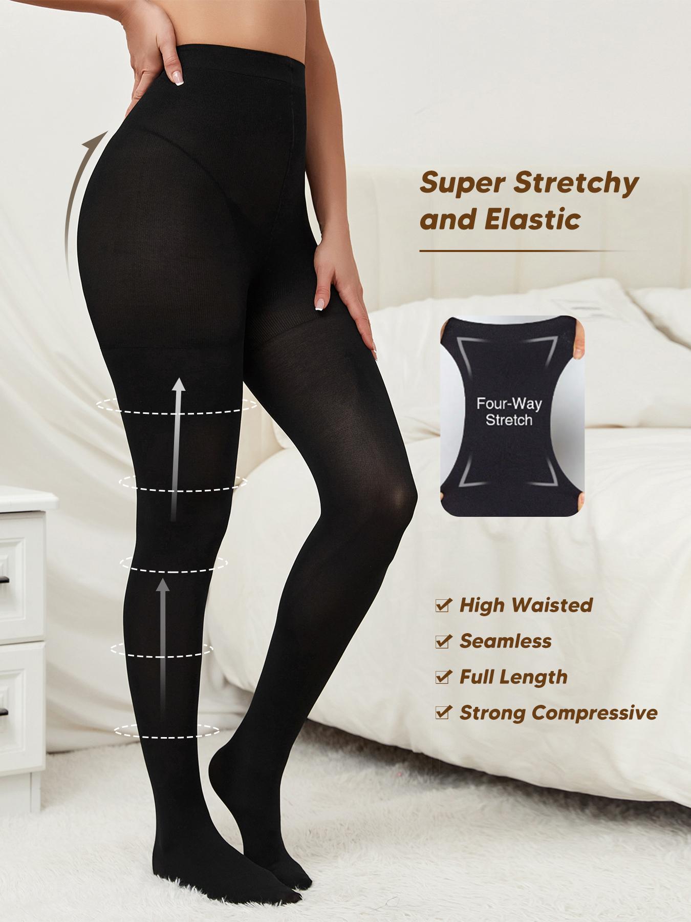Women's Solid High Waist Compression Tights, Casual Comfy Breathable High Stretch Pantyhose for Daily Wear, Ladies High Waisted Tights for Fall & Winter Womenswear