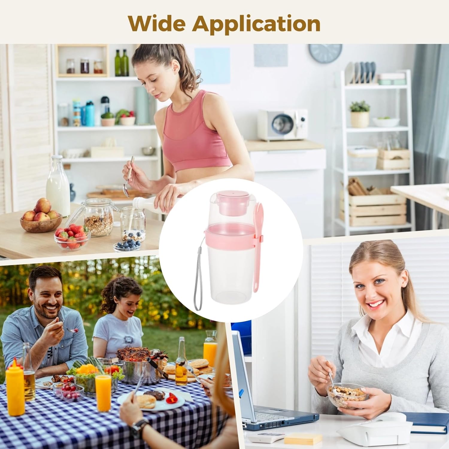 4 yogurt parfait cups, covered yogurt container, overnight oatmeal container, reusable parfait container, small Mei Sen jar for salad, pre-meal preparation, snacks and oatmeal.