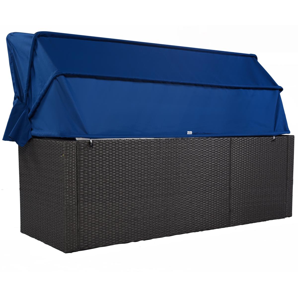 Outdoor Patio Rectangle Daybed with Retractable Canopy,  Wicker Furniture Sectional Seating with Washable Cushions, Backyard, Porch(As same as WY000263AAE)