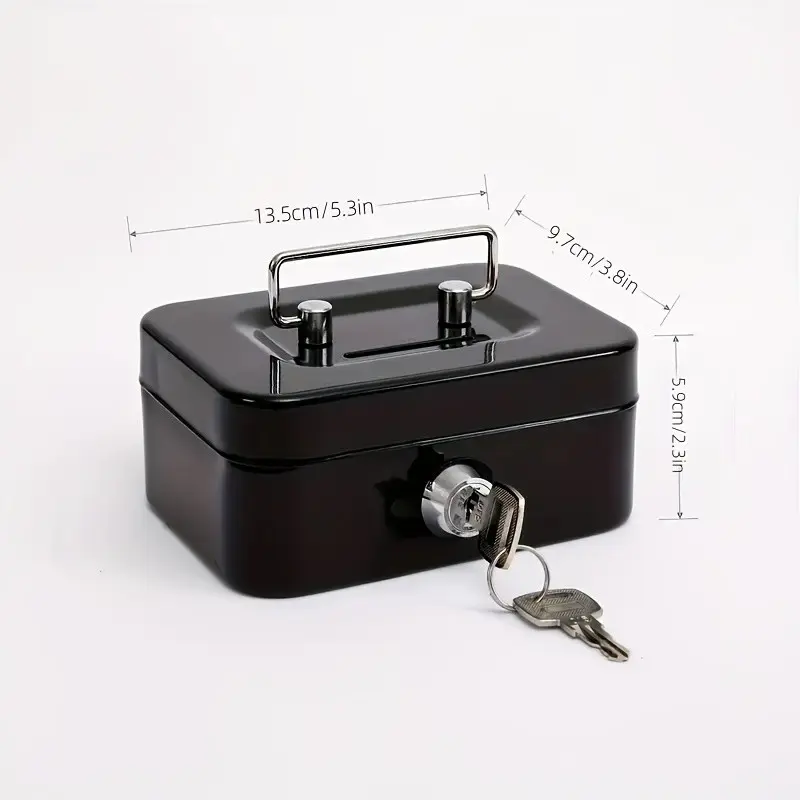Pink Mini Metal Cash Box with Key Lock, Portable Money Storage Case with Privacy Key, Security Lock Box, Secure Organizer for Cash, Coins, Cards & Small Valuables, Compact Safe Box for Home, Office & Travel, Sturdy & Durable with Removable Tray