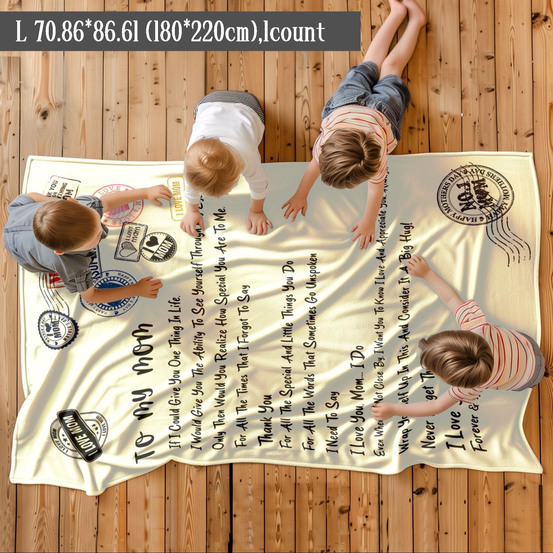 Letter Print To My Mom Soft Blanket, Slogan Print Blanket, 1 Count Multifunctional Soft Throw Blanket, Warm Nap Blanket for Home Office Travel Camping