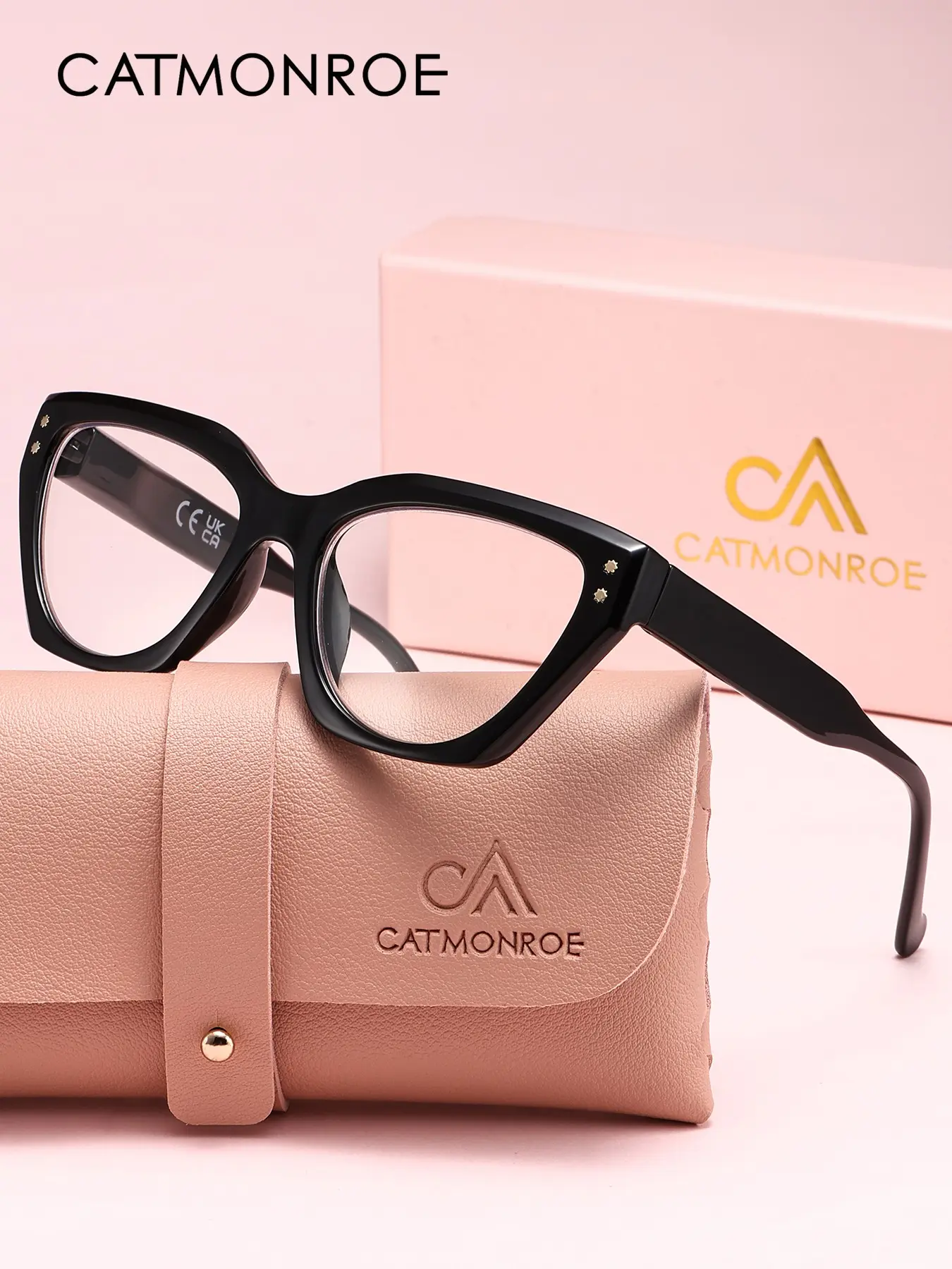 CATMONROE Women Trendy Bold Black Cat Eye Anti Blue Light Reading Glasses Office Work Online Browsing Daily Street Outfit, Fit Oval Heart Square Face Shapes