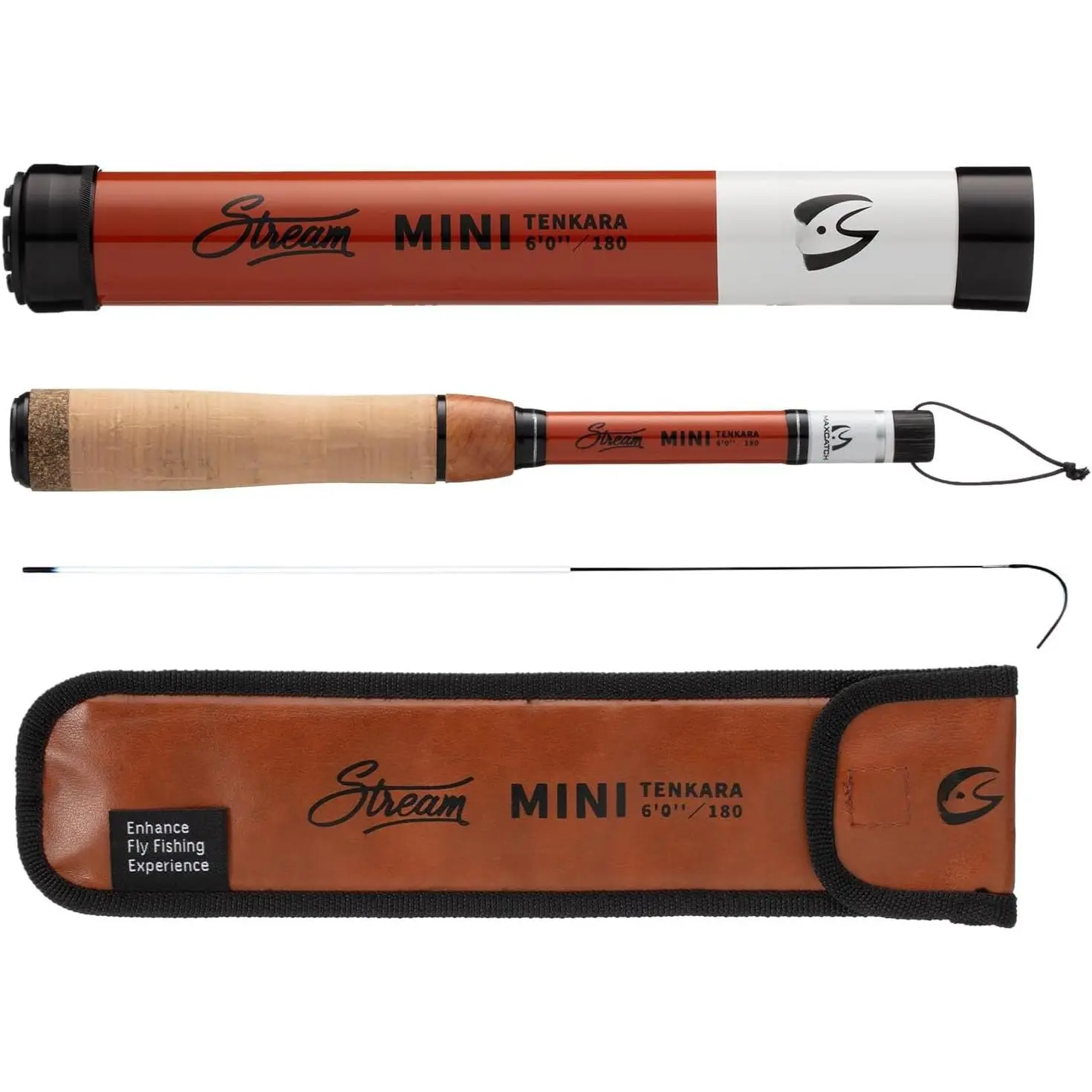 axcatch Strea ini Tenkara Rod, Ultra Copact for Backpacking and Streas, Pocket Size Fly Fishing Rod, Spare Tip Section Included, 6:4 Action
