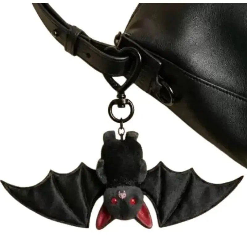 1Pc Cartoon Bat Plush Keychain, Gothic Style Bag Charm, Cute Red-Eyed Bat Key Ring, Unique & Stylish Accessory, Small Soft Keychain Gift,Decorative Pendant Gift