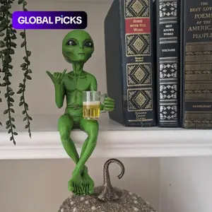 Alien Design Beer/Wine Drinking Statue, 1 Box Fun & Humorous Outer Space Decor, Alien Figurine with Beer/Wine Mug, Ideal Gift for Sci-Fi Fans, Ornaments