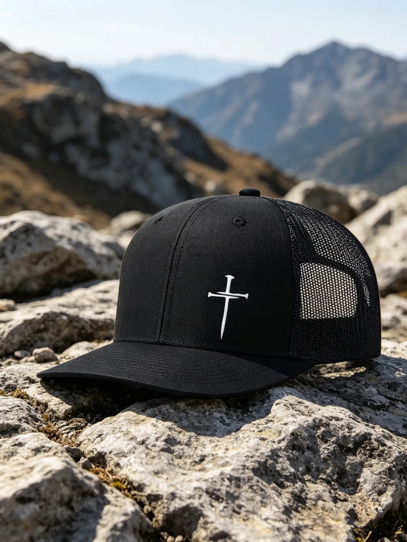 1pc Unisex Baseball Cap Cross Printing Hat Mesh Hats for Mens Women Richardson Slightly Curved Brim Baseball Cap Adjustable Trucker Hats Dad Hats Outdoor Mesh Breathable Sun Hat Christmas Gift