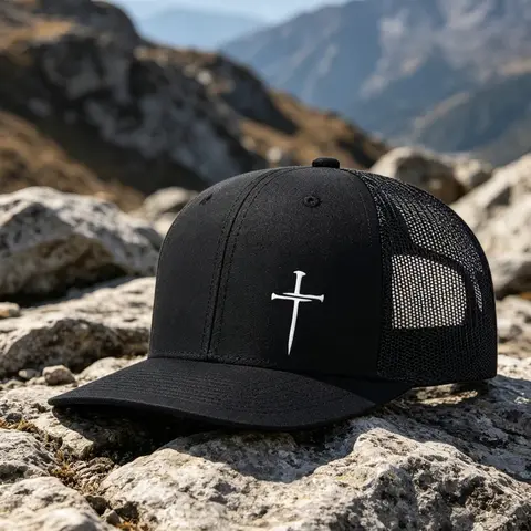 1pc Unisex Casual Baseball Cap Cross Printing Hat Mesh Hats for Mens Women Richardson Slightly Curved Brim Baseball Cap Adjustable Trucker Hats Dad Hats Outdoor Mesh Breathable Sun Hat Christmas Gift