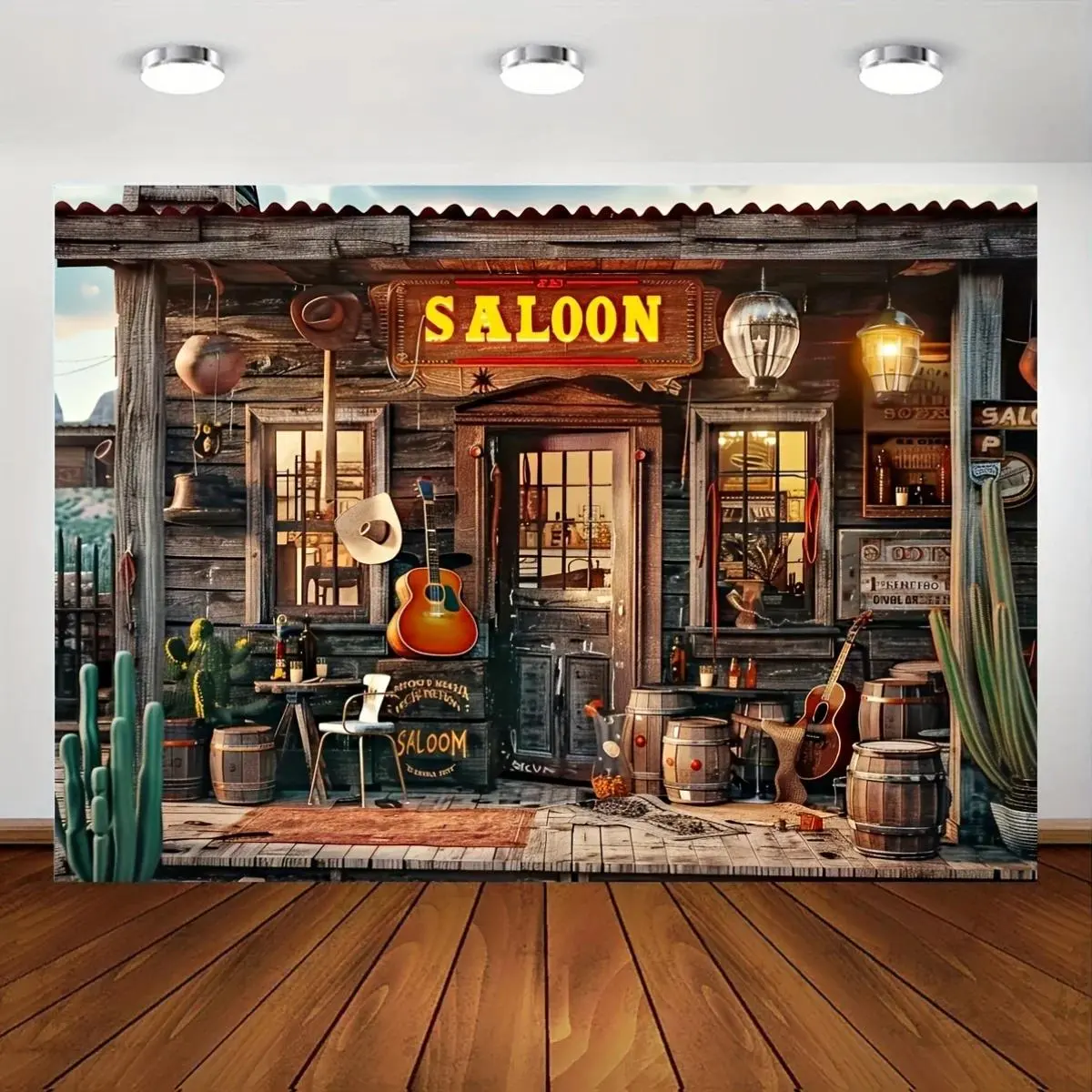 Western Bar Cowboy Ranch Backdrop Background Cloth, Vintage Rustic Tapestry Wall Hanging Photography Background Premium Polyester Fabric, Retro Party Decor, Photo Studio Setup, Birthday Event Background, Saloon Theme Decoration