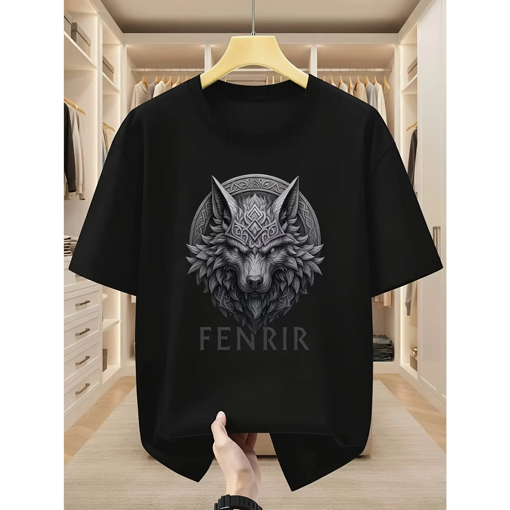 Fenrir Wolf Norse Mythology Graphic Cotton T-Shirt, Fashion Oversized Comfort Outfit, SummerVibes,Viking Printed Tee, Perfect Valentine Gift For Him, Ideal Holiday Present For Family & Friends