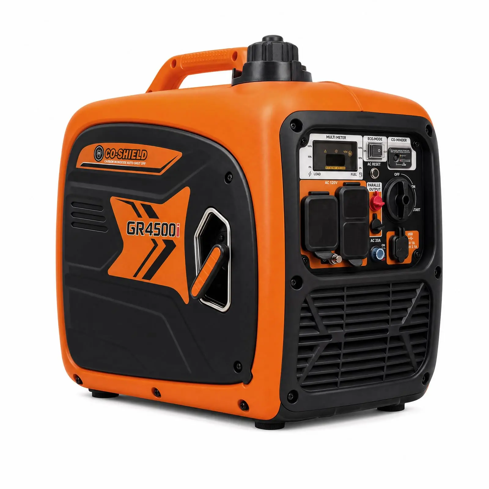 Garvee 4500-Watts Portable Inverter Generator (4500w Power) - Gas-Powered for Home Use, Camping, RV Users, 58dB Super Quiet, CO Sensor, Multiple Outlets, USB Ports, 1.59Gal Fuel Tank, 46Lbs Lightweight, EPA Compliant, RV Ready