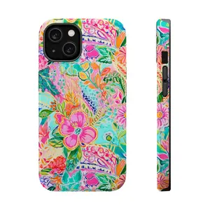 Shockproof Plastic Tropical Floral Cellphone Case Cover - Wireless Handheld Accessory with Drop Resistance for iPhone 11-17 Pro Max/Plus, Galaxy 22-26 Ultra Compatible Devices, Accessories