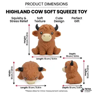 Highland Cow Soft Squeeze Toy, Cute Stress Relief Mini Toy, Ideal for Kids, Teens, and Desk Decor, Perfect for Relaxation and Fun