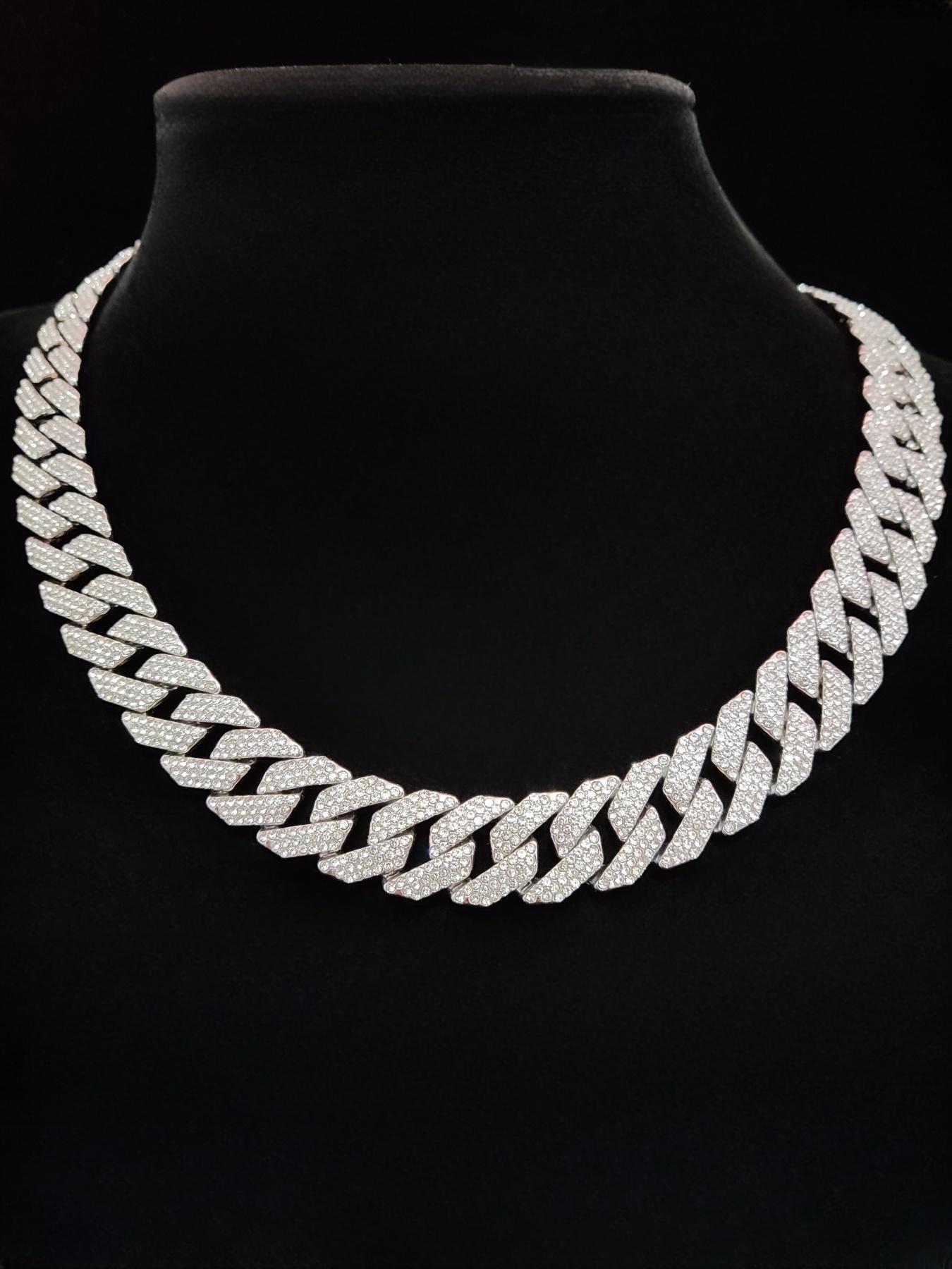 16mm Wide Miami Cuban Chain Necklace, Cuban Link Necklace, Fashionable Punk Style Jewelry for Party, Daily Clothing Decor, Trendy All-match & Exquisite Jewelry for Birthday Gift