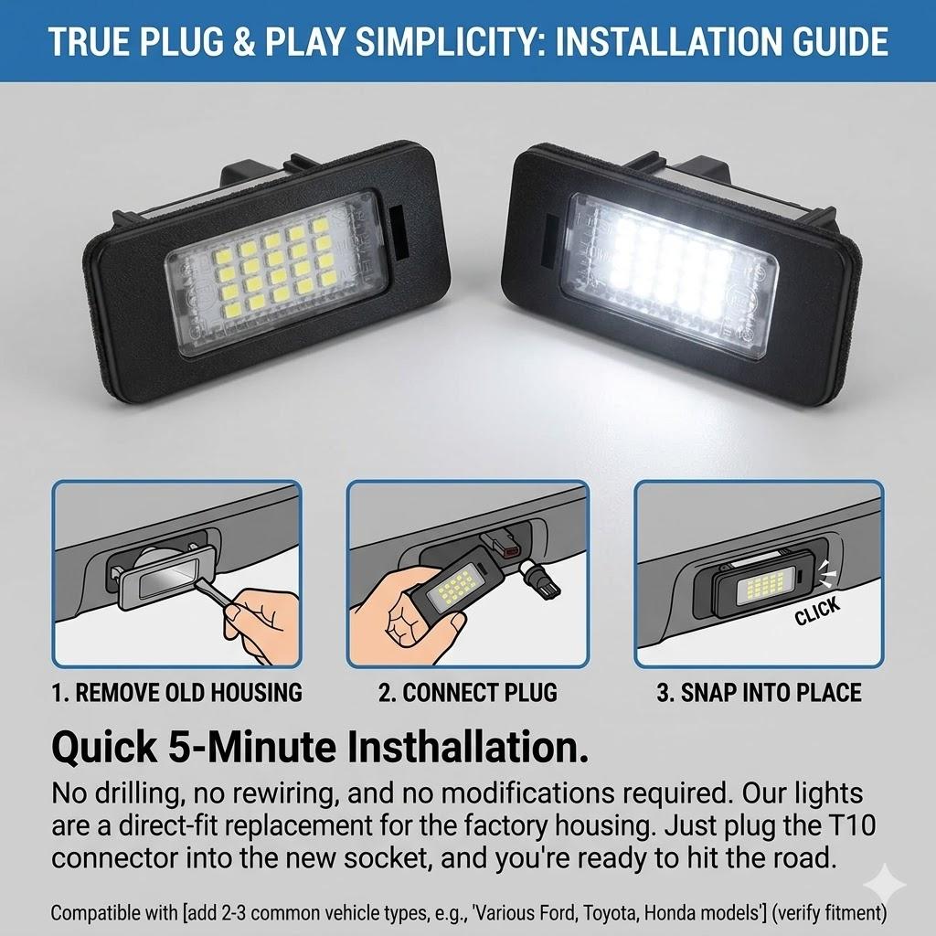 LED License Plate Light Assembly for BMW 1 2 3 4 5 Series X1 X3 X5 X6, E90 E92 E60 E39 F30 F10 E70 E82 E84 2Pcs 6000K Xenon White Error Free Rear Tag Lamp Replacement Plug and Play LED License Plate Light Assembly for BMW 1 2 3 4 5 Series X1 X3 X5 X6, E90 E92 E60 E39 F30 F10 E70 E82 E84 2Pcs 6000K Xenon White Error Free Rear Tag Lamp Replacement Plug and Play