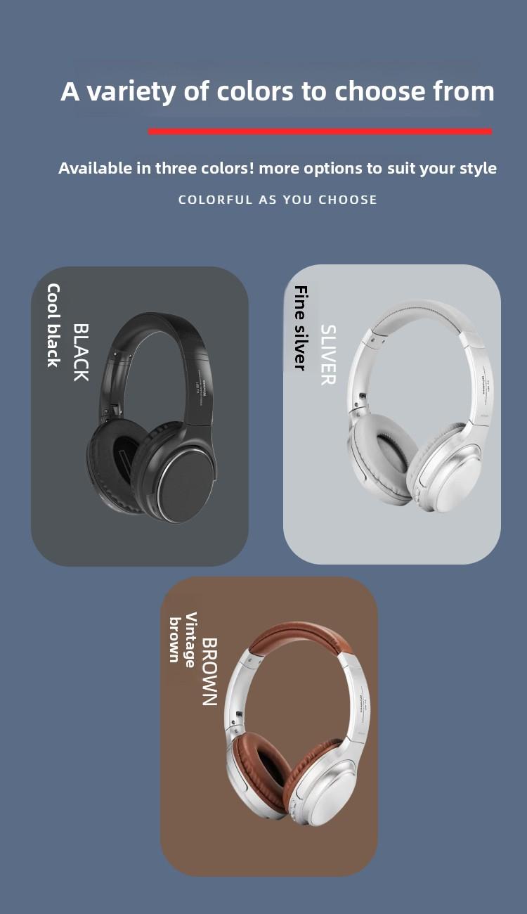 Retro over-ear Bluetooth headphones with card slot, foldable, wireless noise-cancelling music headset