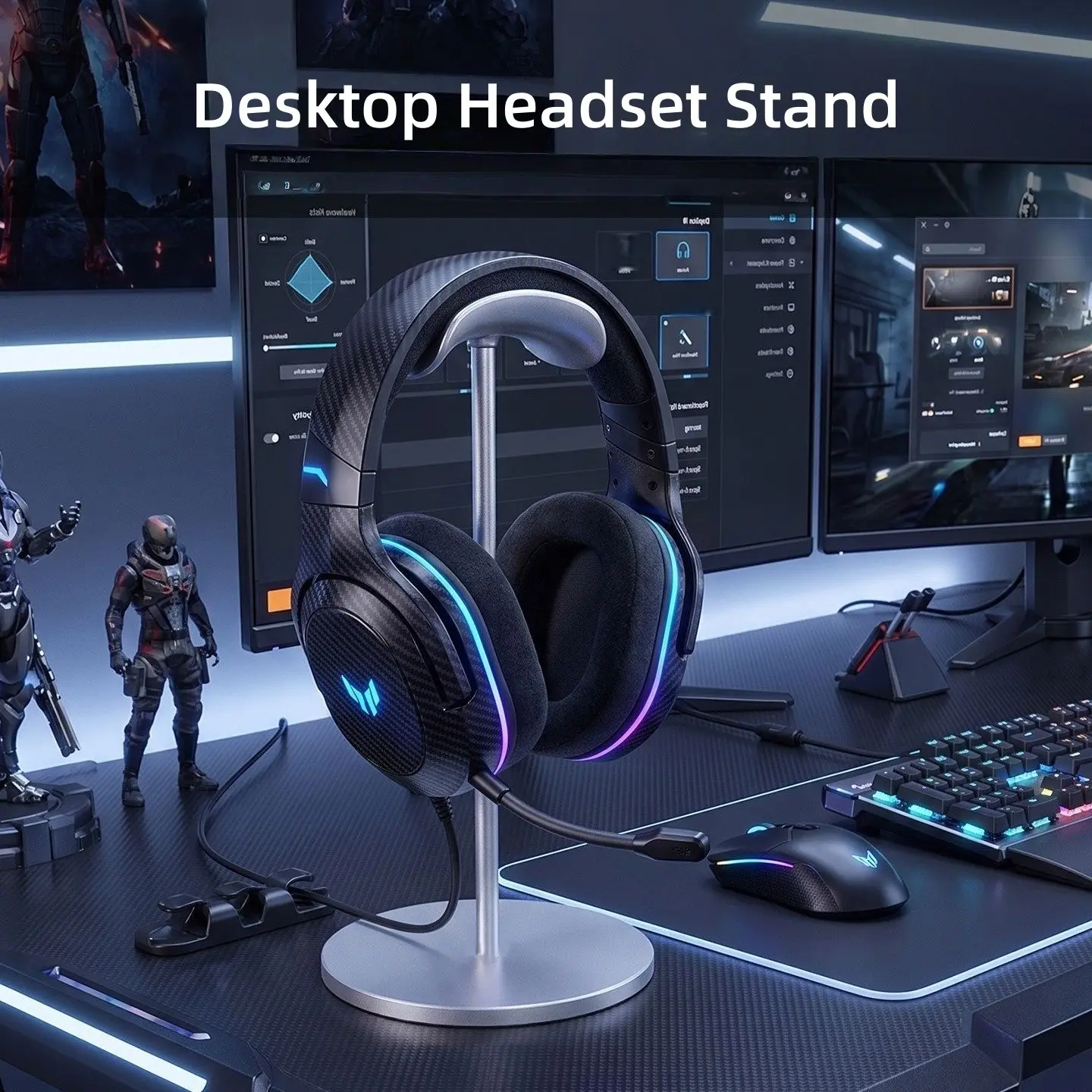 Universal Desktop Headphone Stand, Headset Holder and Desk Organizer