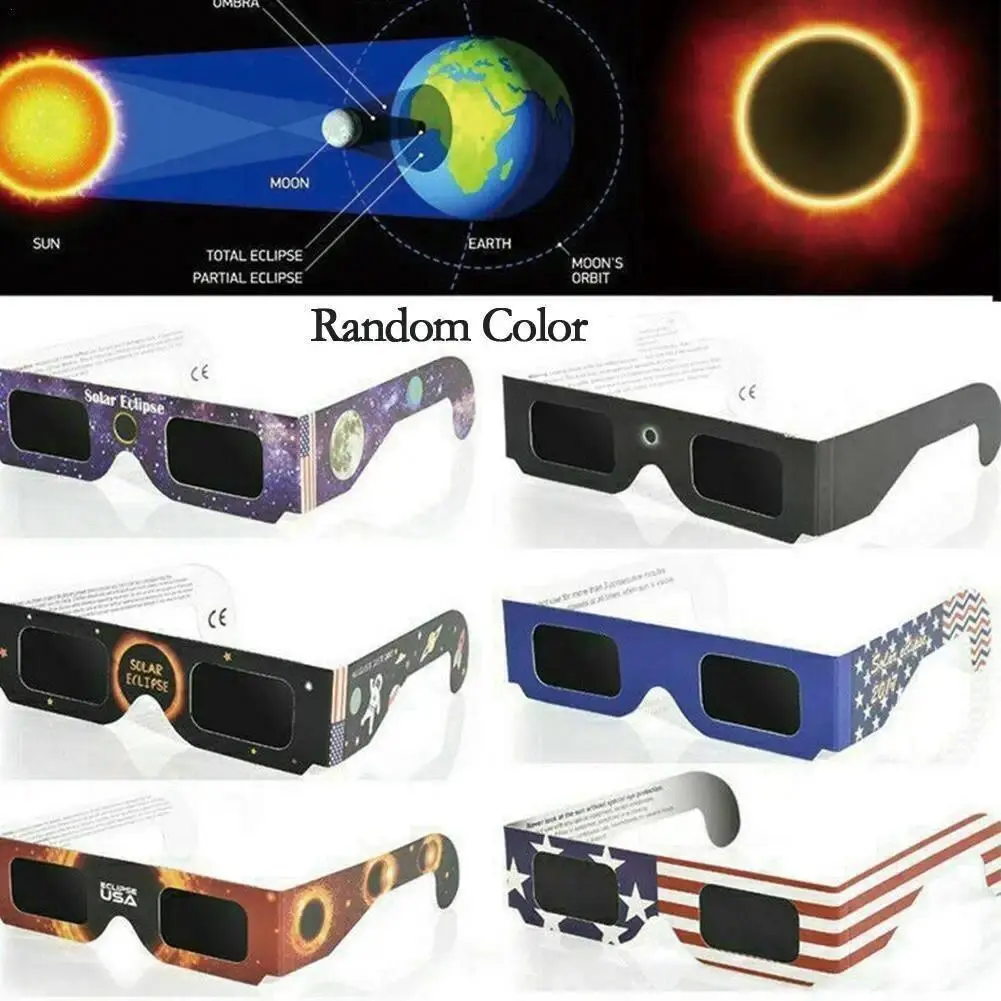 Paper Solar Eclipse Glasses Anti-UV Safe Shades for Outdoor Viewing & Eclipse Parties 5-30pcs