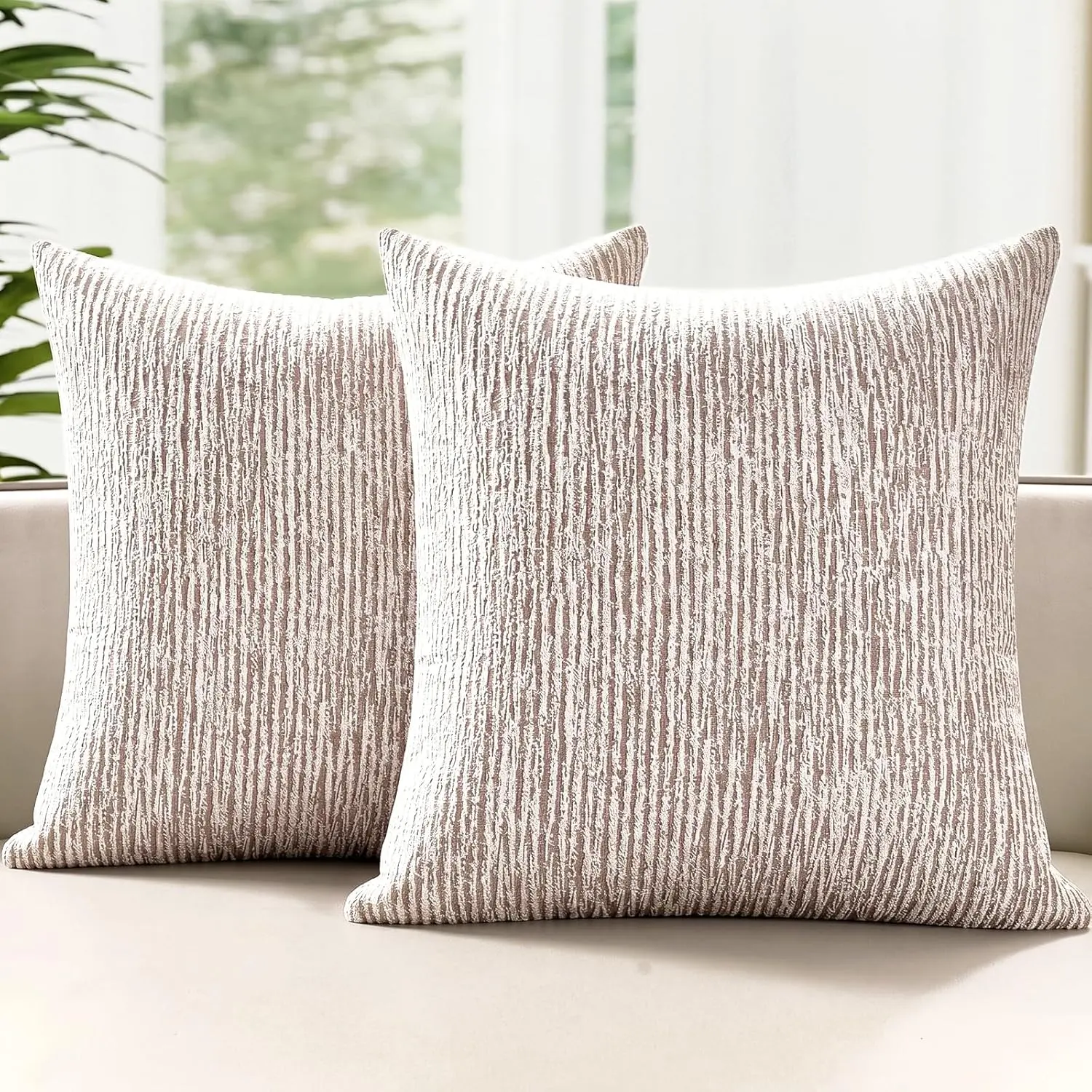 Chenille Pillow Covers 18"x18" Set of 2, Thick Soft Textured Couch Throw Pillow Covers, Textured Decorative Pillow Covers for Sofa Couch Living Room Bedroom