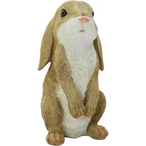 Standing Statue Curious Easter Bunny Statues Yard Home Decorations Sculpture Mustard, 8.5In, Polyresin