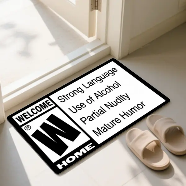 Funny ESRB Game Rating Parody Welcome Door Mat, Non-Slip Rectangular Floor Mat for Bathroom, Living Room & Bedroom, Humorous Gamer Home Decor Rug, Fall Welcome Mat 1 Count homeessentials