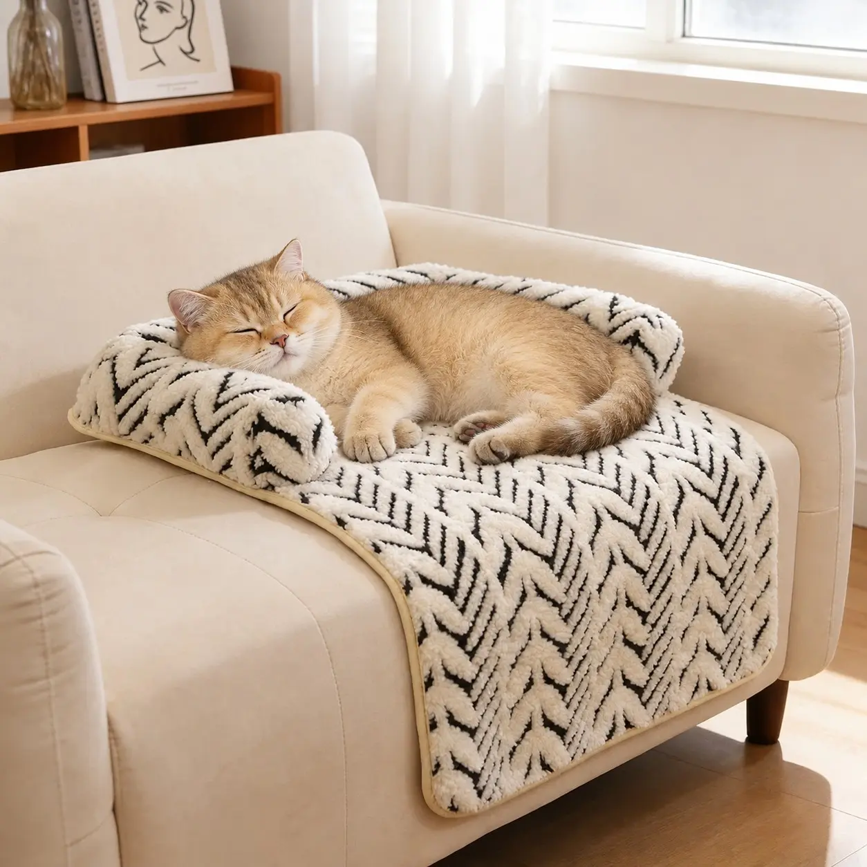Cozy Pet Couch Bed for Dogs and Cats, Soft Bolster Sofa Protector Mat, Machine-Washable Pet Lounger, Comfortable Dog Bed for Couch, Human Bed and Floor, Easy to Clean