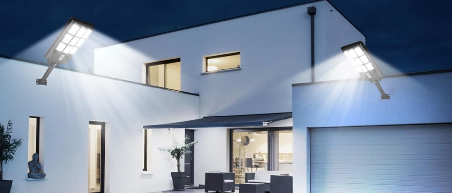 1/2/4 Packs Solar Street Lights Outdoor, Motion Sensor Solar Lights, 6500K LED Street Light Dusk to Dawn Waterproof, Commercial Parking Lot Lighting with Remote