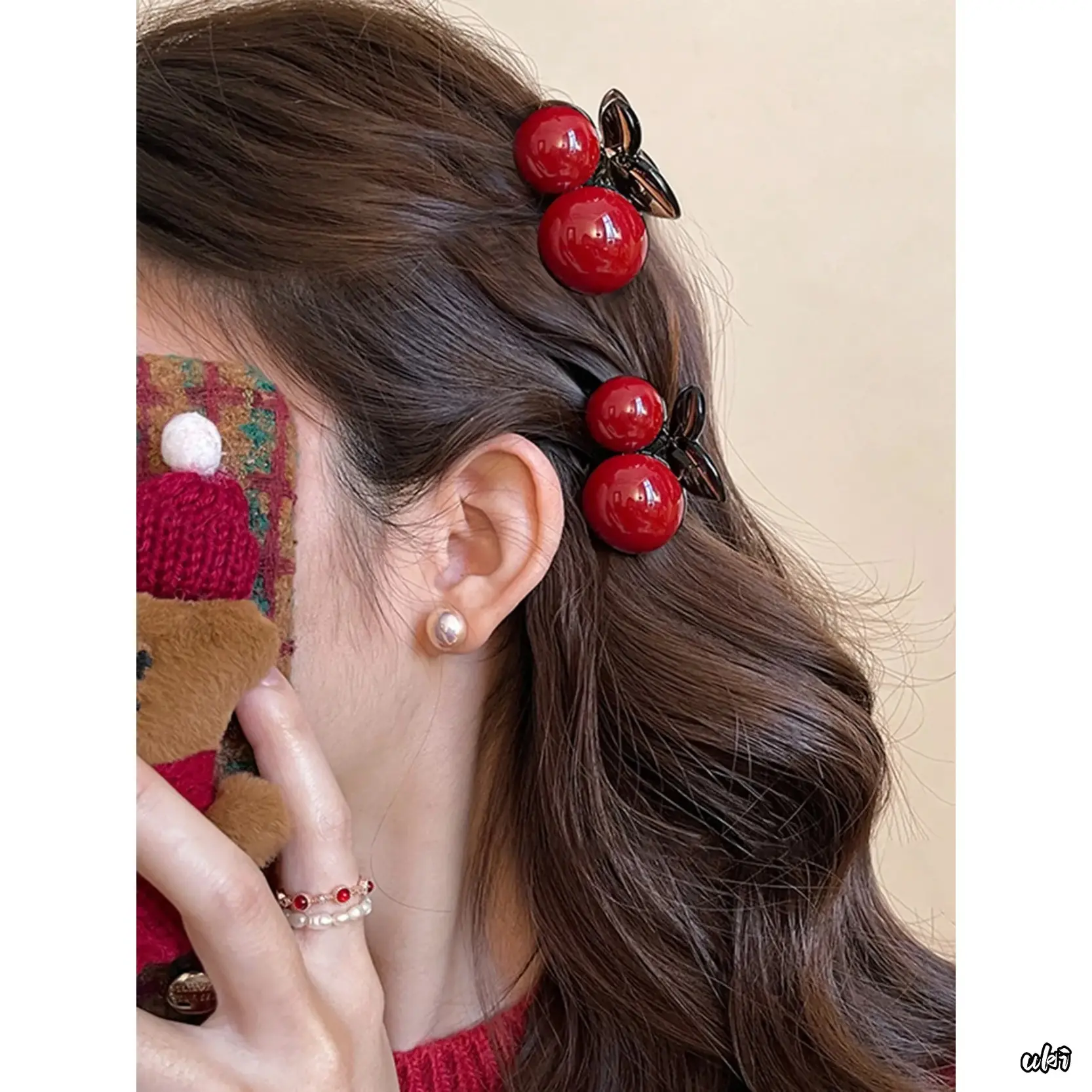 2PCS Sweet Cherry Hair Clips, Elegant Ponytail Holder for Women, All-Season Accessory for Dates & Parties, Birthday Gift for Mom, Mother’s Day, Clawclips, Daily & Occasion Use, Fashion Hairpins, Birthdays, Casual Party, Strong Clamp, Hair Claws, Pony Tail