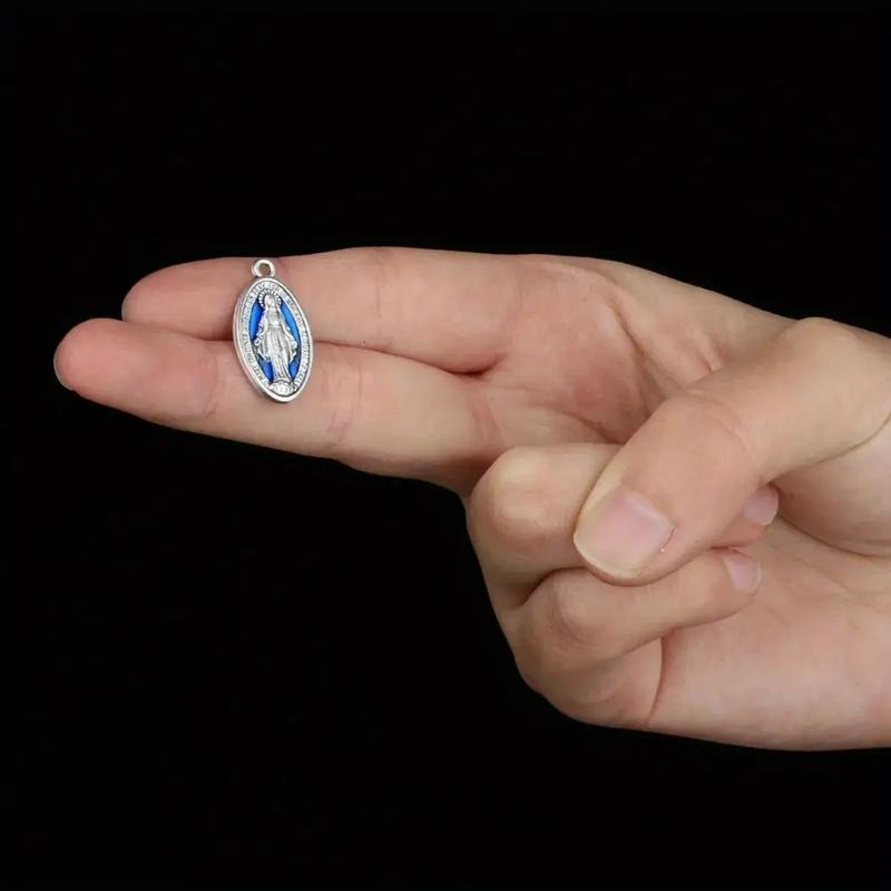 20 Pieces of Grace Mary Miracle Pendants - Blue Enamel Catholic Rosary Beads for Necklaces and Jewelry